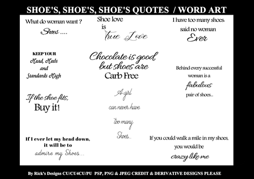 Shoes Shoes Shoes Quotes / Word Art CU/CU4CU/PU 