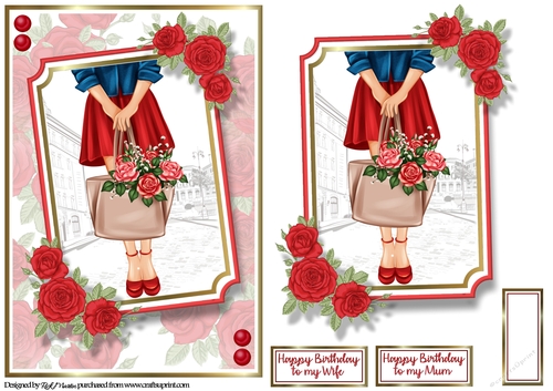 A5 A bag full of Roses Card Front Topper and sentiments 