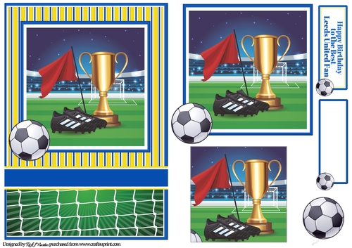 A5 Leeds Utd Football Card Front, Topper and layer with sentiments 