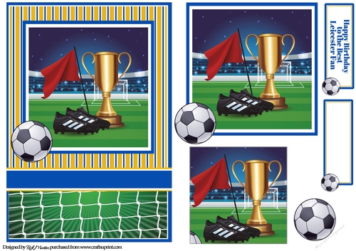 A5 Leicester City Football Card Front, Topper Layer & Sentiments 
