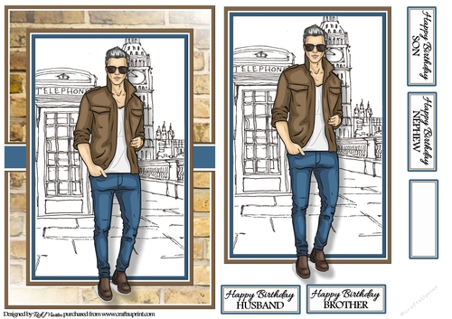 A5 Handsome Dude Card Front, Topper and sentiments 