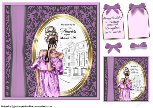 8x8 Flawless Makeup Card Front, Tag, & Daughter Sentiment
