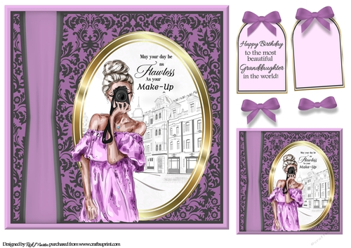 8x8 Flawless Makeup Card Front, Tag & Granddaughter Sentiment 