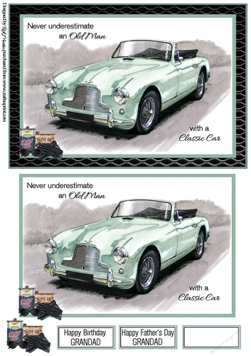 A5 Old Mans Classic Car Card Front, Topper and sentiments 