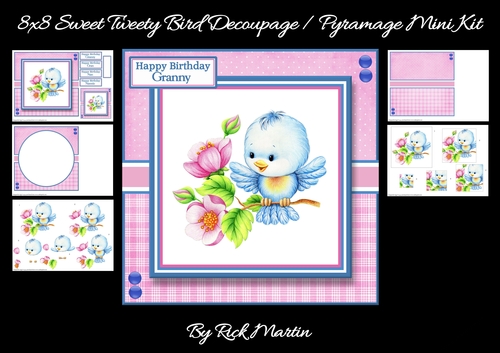 8x8 Sweet Tweety Bird Mini Decoupage /Square Pyramage Mini Kit 