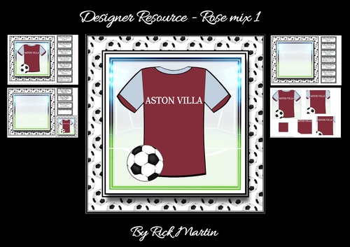 8x8 NEW HOME KIT Aston Villa Football Mini Pyramage Kit - x4 A4 sheets 