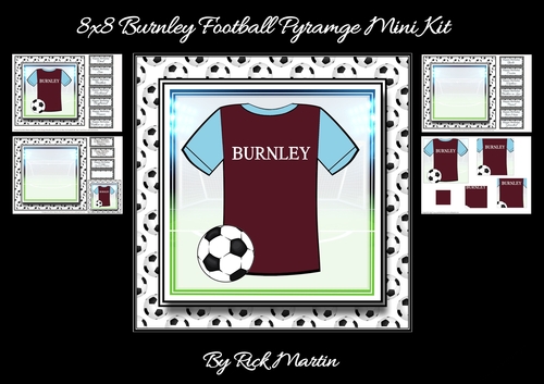 8x8 NEW HOME KIT Burnley Football Mini Pyramage Kit - x4 A4 sheets 