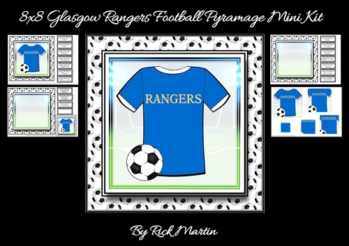 8x8 NEW HOME KIT Glasgow Rangers Football Mini Pyramage Kit - x4 A4 sheets 