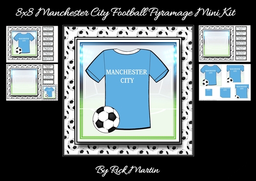 8x8 NEW HOME KIT Manchester City Football Mini Pyramage Kit - x4 A4 sheets 