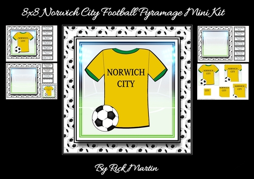 8x8 NEW HOME KIT Norwich City Football Mini Pyramage Kit - x4 A4 sheets 