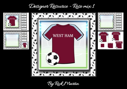 8x8 NEW HOME KIT West Ham Football Mini Pyramage Kit - x4 A4 sheets 