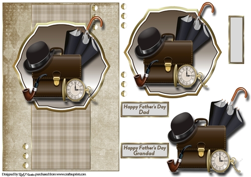 A5 Mens Business Accessories Card Front, Topper and decoupage with sentiments 