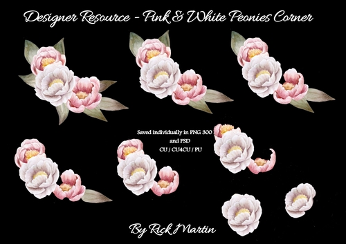 Pink & White Peonies Corner CU/CU4CU/PU Decoupage