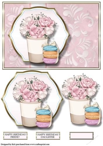 A5 Floral Beauty Card Front, Topper, Decoupage & Sentiments 