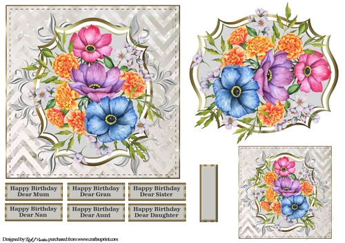 6x6 To Brighten your Day Card Front, Topper and sentiments 
