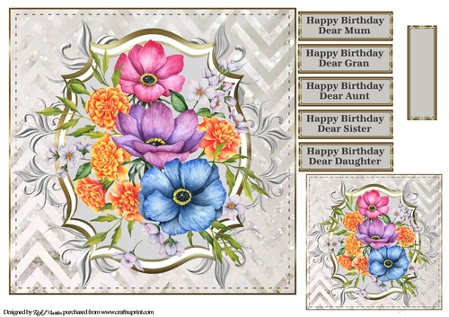 8x8 To Brighten your Day Card Front, Gift Tag and sentiments 