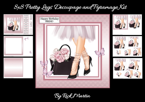 8x8 Pretty Legs Decoupage & Pyramage Kit - x6 A4 sheets 
