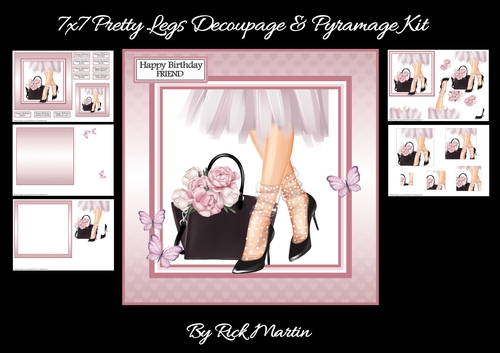 7x7 Pretty Legs Decoupage & Pyramage Kit - x6 A4 sheets 