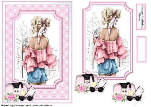 A5 Teenage Beauty 3 Card Front, Topper & Sentiments 