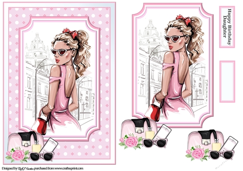 A5 Teenage Beauty 4 Card Front, Topper and sentiment 