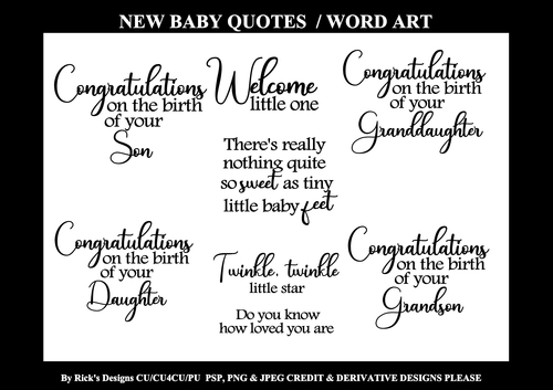 NEW BABY Quotes / Word Art CU/CU4CU/PU 