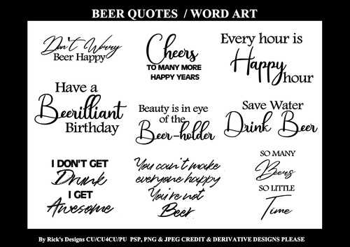 BEER Quotes / Word Art CU/CU4CU/PU 