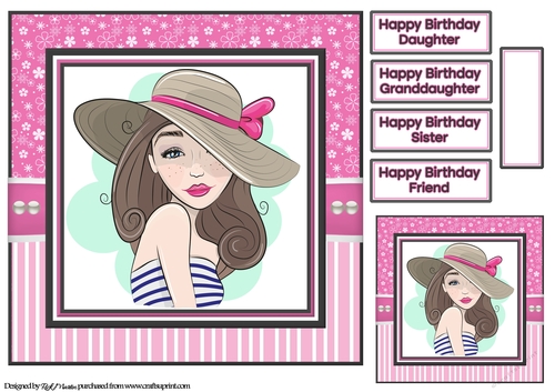 8x8 Teenage Cutie 2 Card Front, Tag & Sentiments 