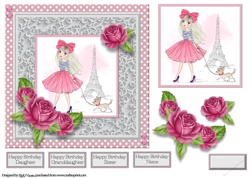 7x7 A little stroll around Paris Card Front, Topper and sentiments 
