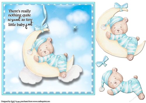 8x8 Moon Baby Boy Card Front & Decoupage Layers 