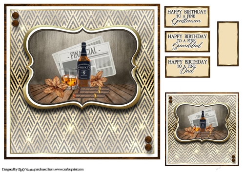 8x8 Tobacco Times Card Front, Tag & SEntiments 