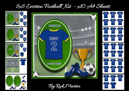 8X8 Everton Football Kit - x10 A4 sheets 
