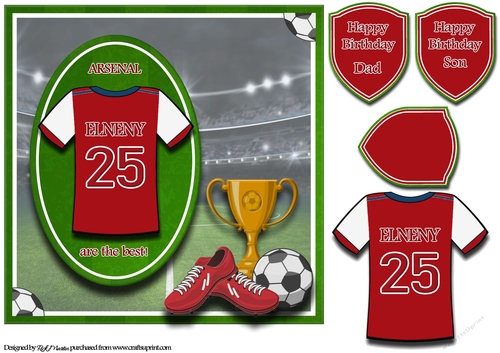 8X8 Arsenal Football Card Front, Topper & Sentiments - ELNENY