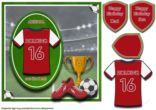 8X8 Arsenal Football Card Front, Topper & Sentiments - HOLDING