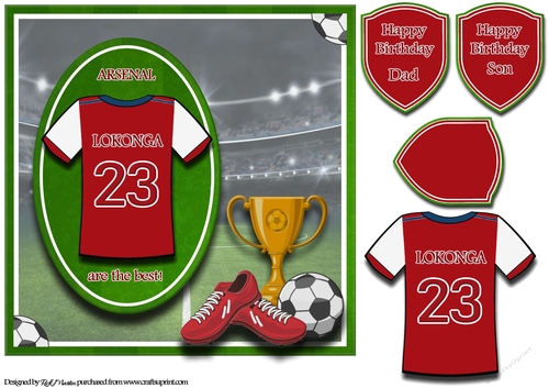 8X8 Arsenal Football Card Front, Topper & Sentiments - LOKONGA