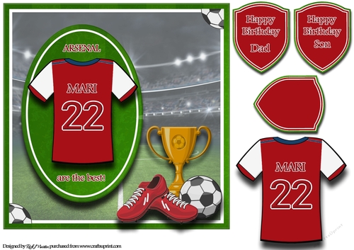 8X8 Arsenal Football Card Front, Topper & Sentiments - MARI