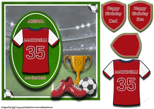 8X8 Arsenal Football Card Front, Topper & Sentiments - MARTINELLI