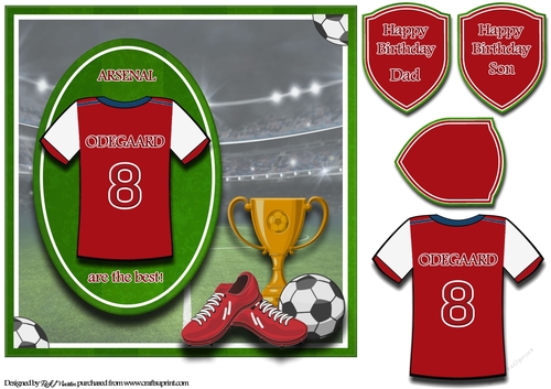 8X8 Arsenal Football Card Front, Topper & Sentiments - ODEGAARD