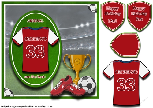 8X8 Arsenal Football Card Front, Topper & Sentiments - OKONKWO