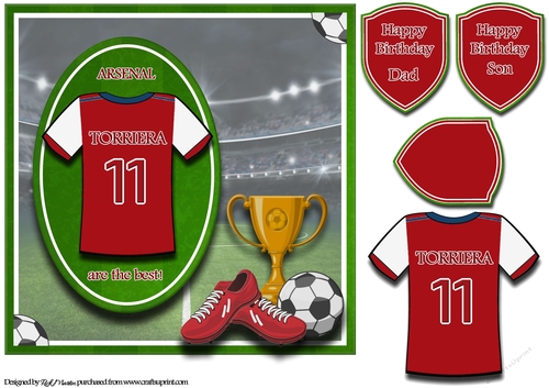 8X8 Arsenal Football Card Front, Topper & Sentiments - TORRIERA