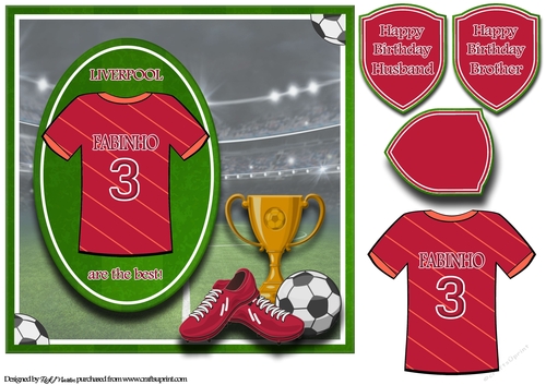8X8 Liverpool Football Card Front, Topper & Sentiments - FABINHO