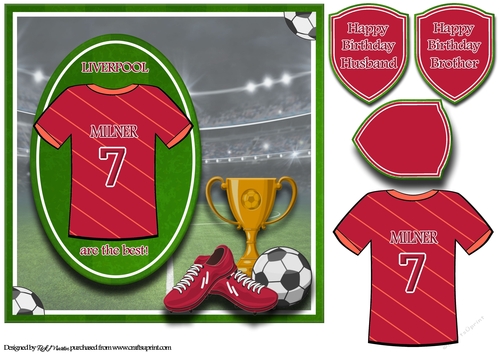 8X8 Liverpool Football Card Front, Topper & Sentiments - MILNER