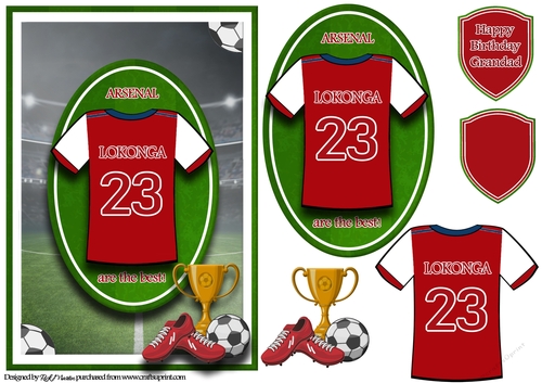 A5 ARSENAL FOOTBALL CARD WITH TOPPER, DECOUPAGE & SENTIMENTS - LOKONGA