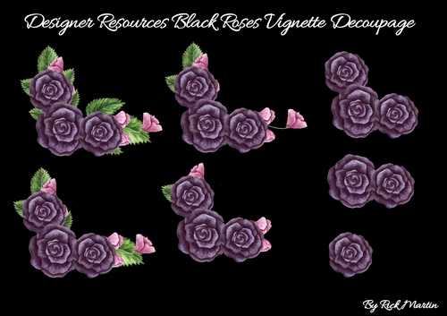 Black Rose Vignette CU / CU4CU / PU with Decoupage Layers