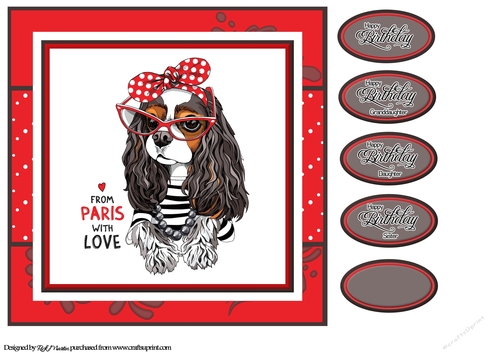 8X8 From Paris with Love Card Front & Sentiments 