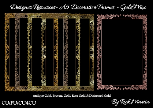 Designer Resources A5 Decorative Frame - Gold Mix 