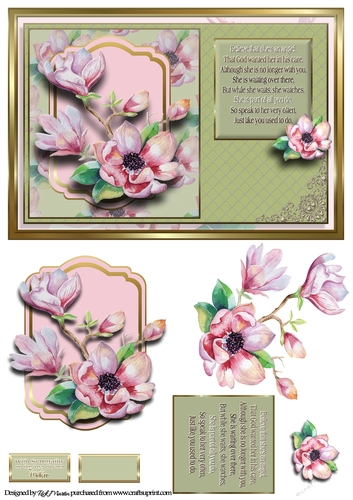 A5 Sympathy Flowers Card Front, with Decoupage & Sentiments