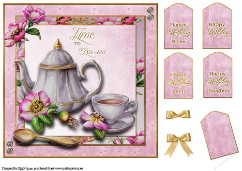 8x8 Time to Par-tea Card Front with Sentiments 
