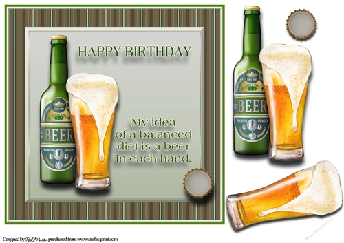 8x8 Balanced Beer Diet Card Front & Decoupage 