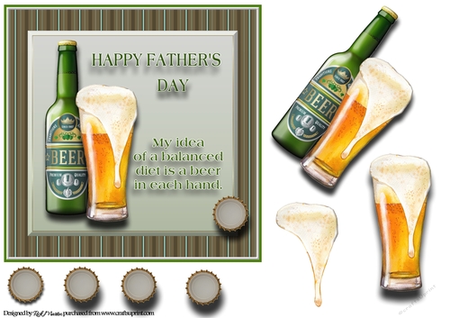 7X7 Balanced Beer Diet Card Front and Decoupage 