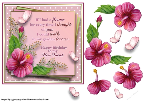 7x7 Special Best Friend Card Front with Decoupage 